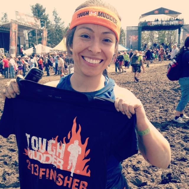 Angelica after her Tough Mudder finish 