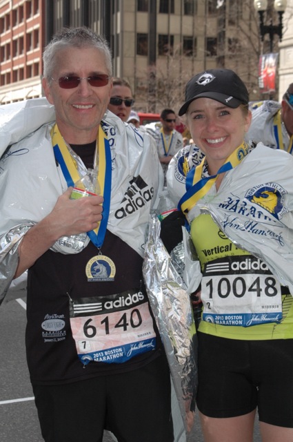 Ray Fryan and daughter Brig after running the 2013 Boston Marathon.