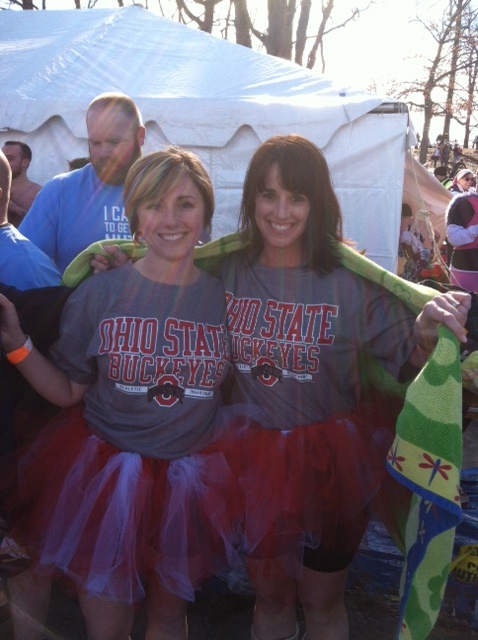 Angela and Roxanne at the Portage Lakes polar plunge