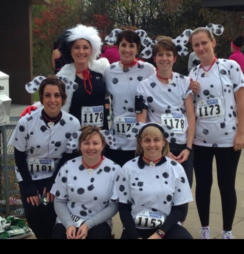 ANGELA (TOP LEFT) AS CRUELLA AND ROXANNE (NEXT TO HER) AS ONE DALMATION!