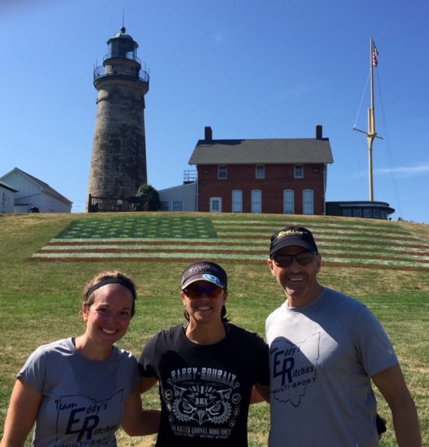 TEAM ER Lighthouse Tri relay....Gretchen, Stacy and Scott...Ist Place!