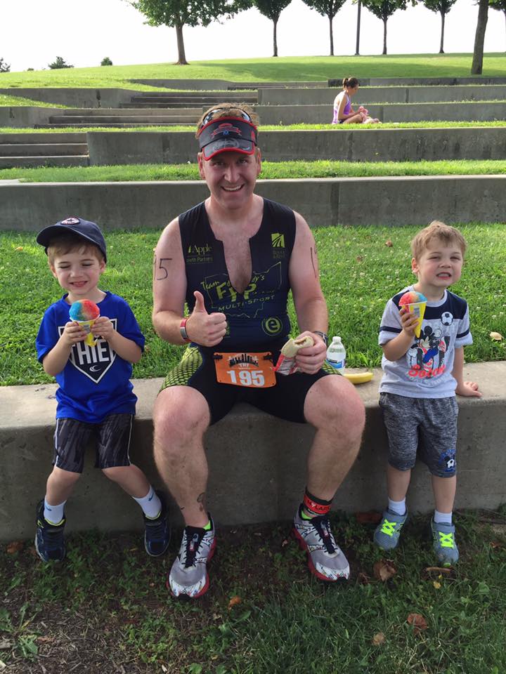 Loisville Tri....Post race snow cones on Fathers Day! Steve and kids