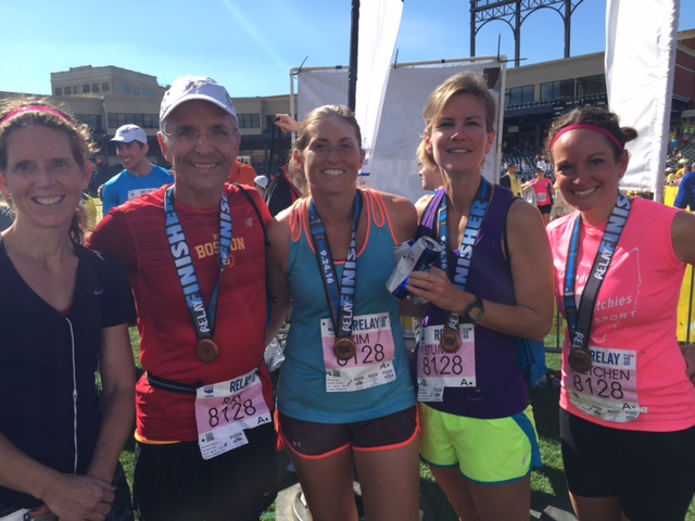 Akron Marathon team relay..Ray, Gretchen and friends